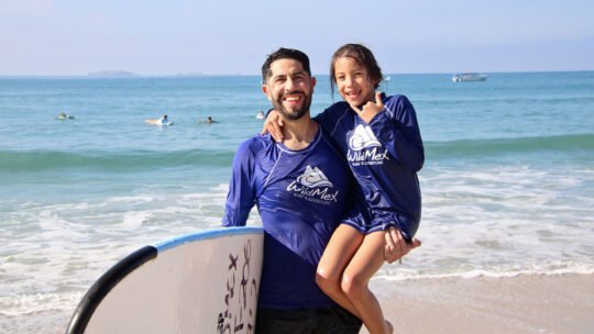 kids surf lessons Punta de Mita, parents watching